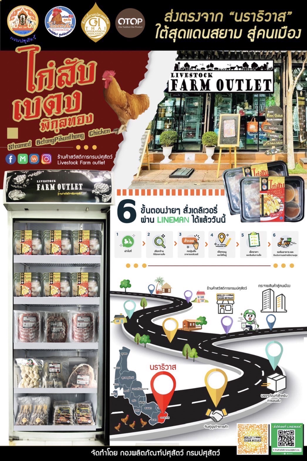 กรมปศุสัตว์ สนองพระราชดำริ กรมสมเด็จพระเทพฯ ผลักดันผลิตภัณฑ์ไก่สับเบตงพิกุลทองไปสู่สินค้า GI ส่งเสริมการแปรรูปและการตลาด ส่งตรงจากนราธิวาสสู่ตลาดคนเมือง
